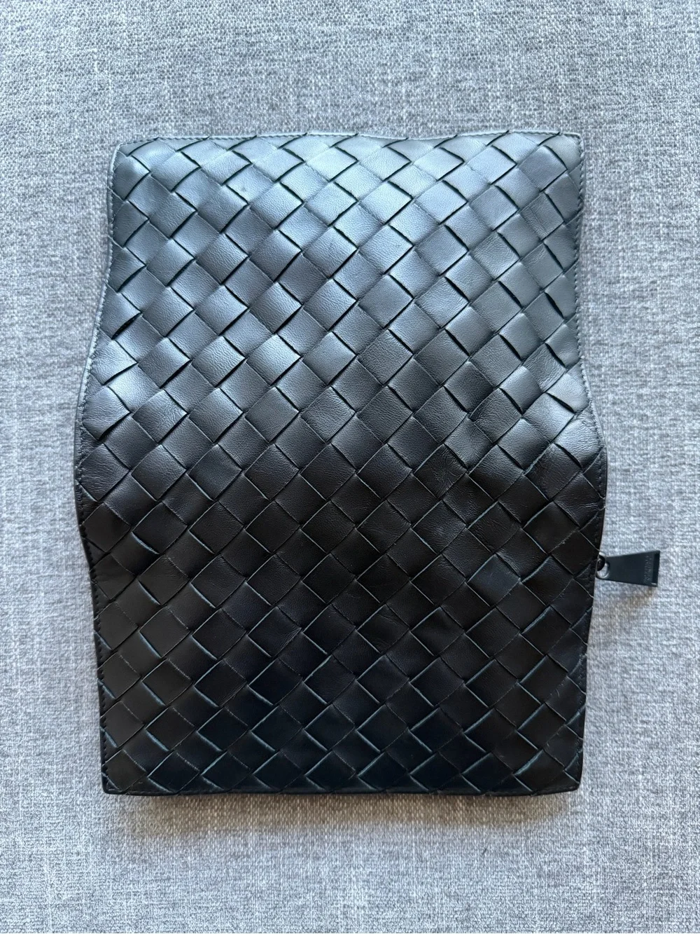 Bottega Veneta Intrecciato Woven Black Leather Zip Backpack